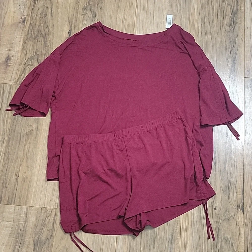 Adore Me Laura Dark Red Pajama Set